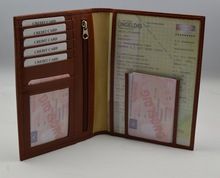 Leather passport organizer and Ticket Holder Travel Wallet