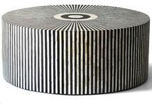 Striped Bone Inlay Round Coffee Table