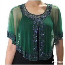 green net fabric poncho shrug