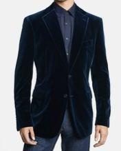 Mens Blue Velvet Dinner Jacket Sports Blazer Coat