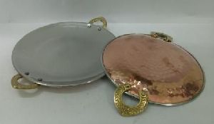 Copper Steel Hammered Round Tawa