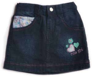 DENIM DARK WASHED SKIRT WITH FLORAL