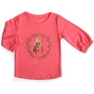 PINK TOP WITH GLITTER PRINT AND EMBROIDERY