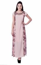 Printed Georgette Solid Colour Long Dress