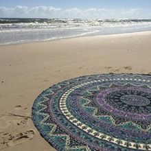 Multi Colour Mandala Print Cotton Round Beach Towel
