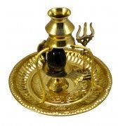 Shaligram Shivling Hindu Puja Brass Stand Thali