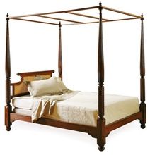 Antique Carved Wooden Teak Wood Colonial Style Bed