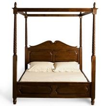teak wood hand carved four poster double bed