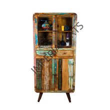 Recycled Wooden Glass Cabinet