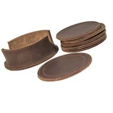 Coasters Leather Round 6 Pcs Brown