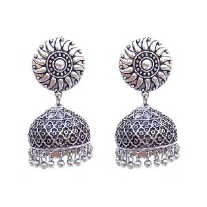 Oxidised Silver Jhumka