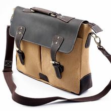 Canvas Leather Messenger Bag Laptop Bag Shoulder Bag