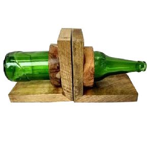 Wooden Bottle Shaped Bookend