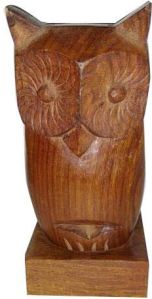 Wooden Brown Owl Shape Spectacle Stand