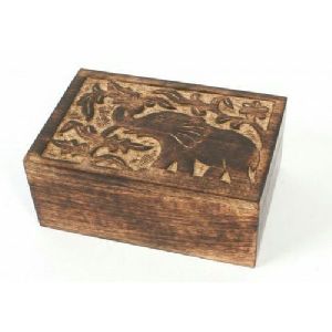 Wooden Elephant Design Rectangle Box 02