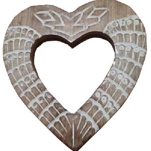 Wooden Heart Shaped Mirror Frame