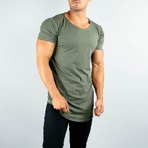 Elastane Military Green Fitness Mens T-Shirt
