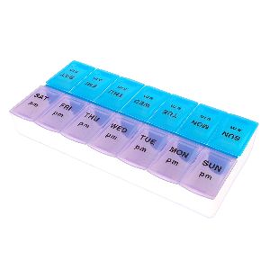 Pill Organizer Box with Snap Lids