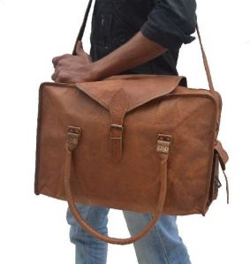 Handmade Goat Design Leather Duffle Luggage Bag