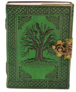 Shadow Green Leather Celtic Tree Of Life Leaf Diary