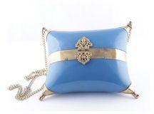 Gold plated Royal Blue India Enamel clutch bag