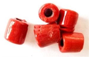 red colour tube shaped glass beads