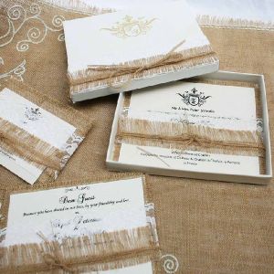 Burlap and lace Invitation