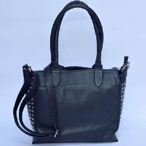 black leather handbag