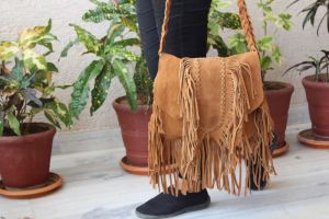 Brown Leather Fringe Bag