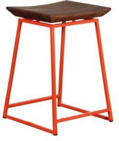 Rigid Orange Tint Wooden Top Industrial Stool