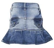 beautiful girl fishtail pleated mini denim skirt