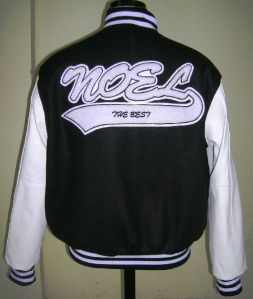 High School Black and White Letterman Varsity Jack