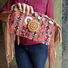 embroidery banjara suede leather tassel bags
