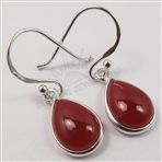 Genuine CARNELIAN Pear Gemstones 925 Sterling Silver Earring