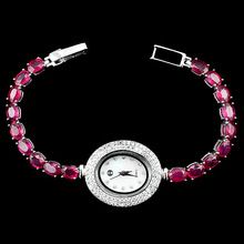 sterling silver ruby gemstone tennis watch bracelet