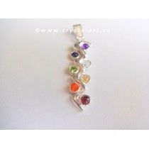 GEMSTONE CHAKRA SNAKE METAL PENDANT