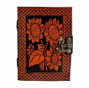 Leather Journal Embossed Celtic Flower Leaves Design Bound Pocket Diary gift book