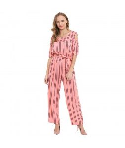 PINK & WHITE STRIPED JUMPSUIT