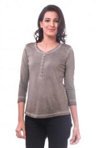 sleeve lace cotton gray top