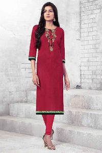 Solid Color Embroidered Kurtis