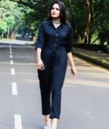 Black Roll Up Jumpsuit