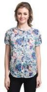 Blue Floral Print Georgette Shirt