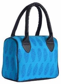 Blue Printed Duffle Handbag