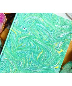 Hand Marbled Turquoise Diary