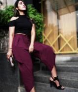 Maroon Crepe Tulip Pants