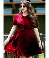 Maroon Peterpan Collar Skater Dress