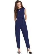 Navy Waist Tie Jumpsuit