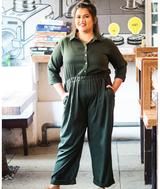 Uptownie Plus Olive Green Roll Up Jumpsuit