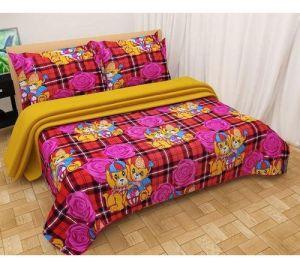 3D Flower Design Double Bed Sheet