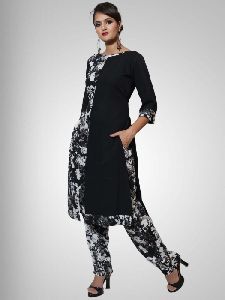 COTTON BLACK AND WHITE PRINTED KURTIS